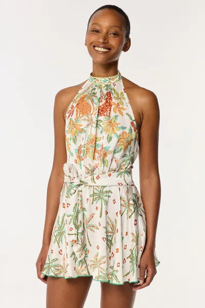 Poupette St Barth Mini Dress Cassandra In Green Equator