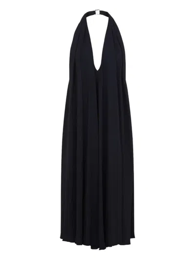 Jacquemus The Norma Draped Maxi Halter Dress In Dark Navy