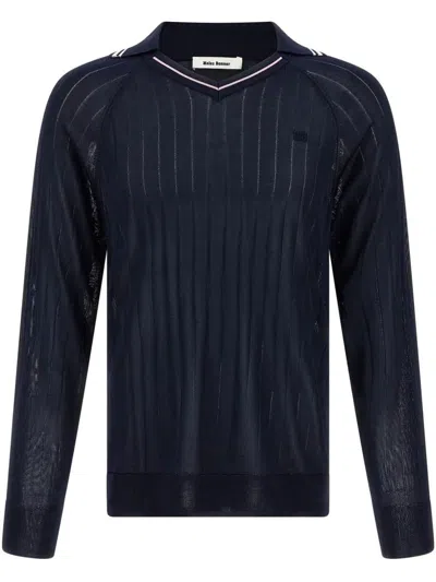 Wales Bonner Roots Polo Shirt Sweaters And Cardigans Multicolor In Navy Pink