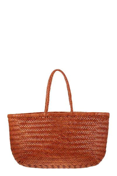 Dragon Diffusion Triple Jump Big - Woven Leather Bag In Orange