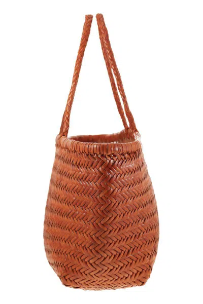 Dragon Diffusion Triple Jump Big - Woven Leather Bag In Orange
