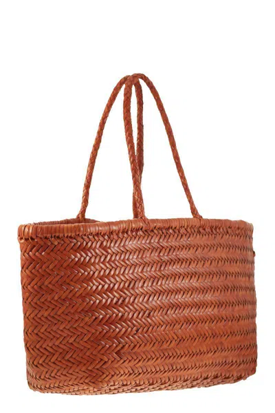 Dragon Diffusion Triple Jump Big - Woven Leather Bag In Orange