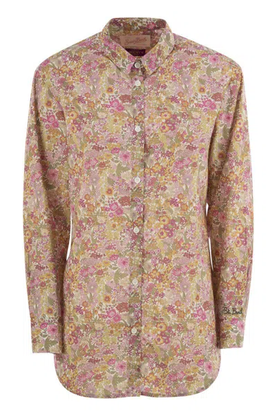 Mc2 Saint Barth Brigitte Shirt With Flower Pattern In Pink