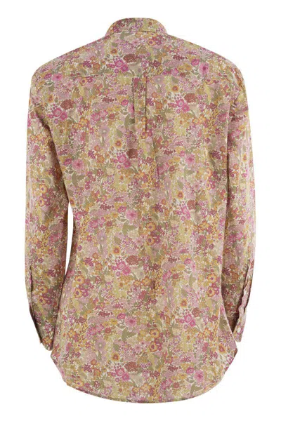 Mc2 Saint Barth Brigitte Shirt With Flower Pattern In Pink
