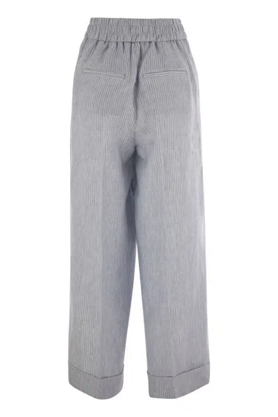 Peserico Stretch Cotton Gabardine Cigarette Trousers In Blue