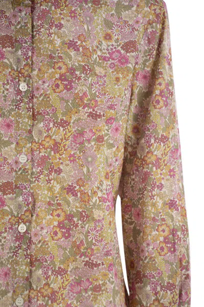 Mc2 Saint Barth Brigitte Shirt With Flower Pattern In Pink
