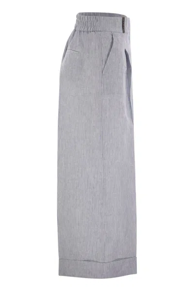 Peserico Stretch Cotton Gabardine Cigarette Trousers In Blue