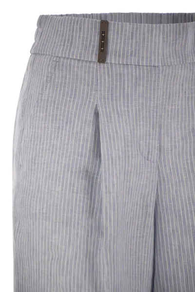 Peserico Stretch Cotton Gabardine Cigarette Trousers In Blue