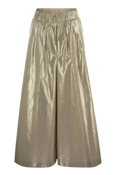 Peserico Women Laminated Cotton Poplin Trousers In Gold