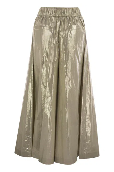Peserico Women Laminated Cotton Poplin Trousers In Gold