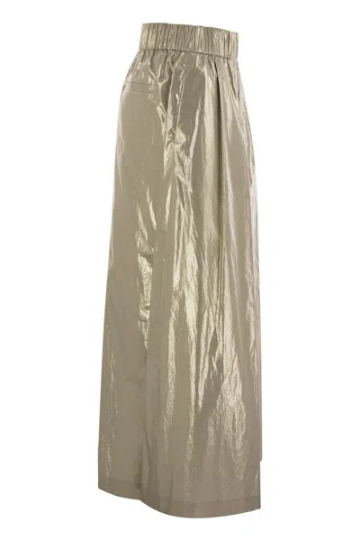 Peserico Women Laminated Cotton Poplin Trousers In Gold