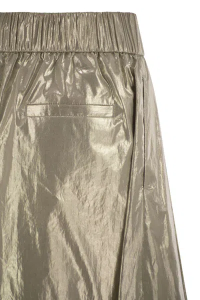 Peserico Women Laminated Cotton Poplin Trousers In Gold