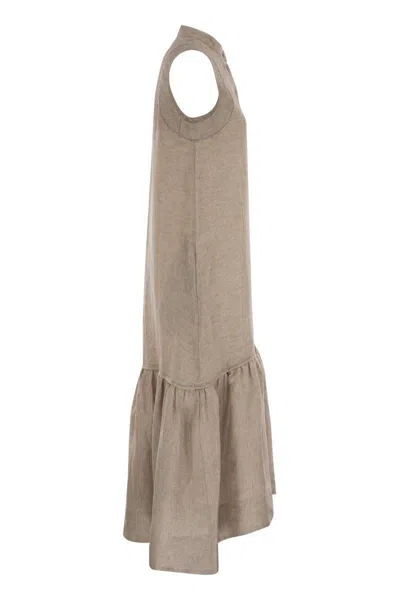 Shop Peserico Linen Voile Long Dress In Beige