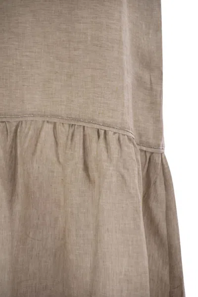 Shop Peserico Linen Voile Long Dress In Beige