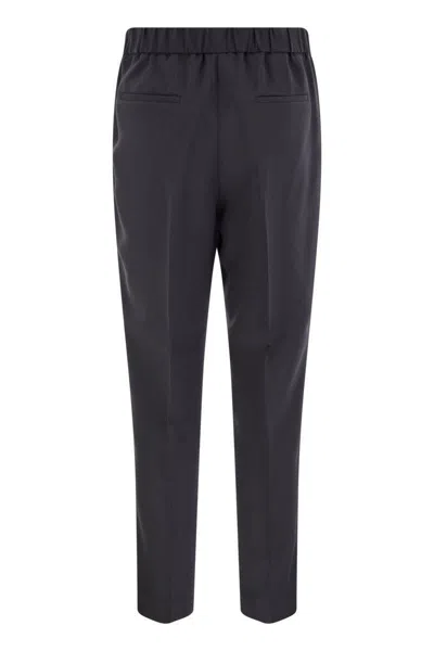 Peserico Soft Pants Made Of Stretch Viscose Technical Canvas In Blue