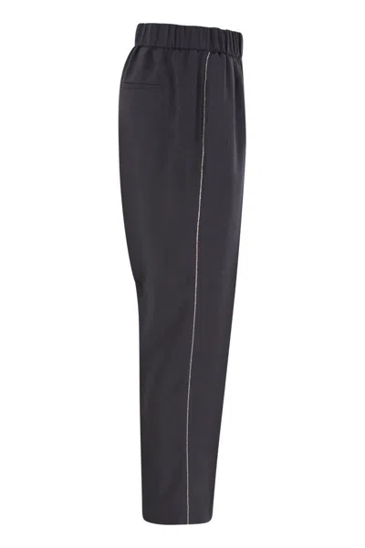 Peserico Soft Pants Made Of Stretch Viscose Technical Canvas In Blue