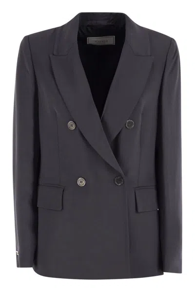 Peserico Stretch Viscose Cady Blazer In Blue