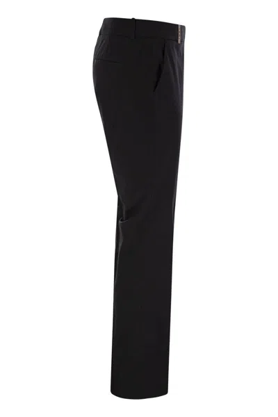 Peserico Women Stretch Cotton Trousers In Black