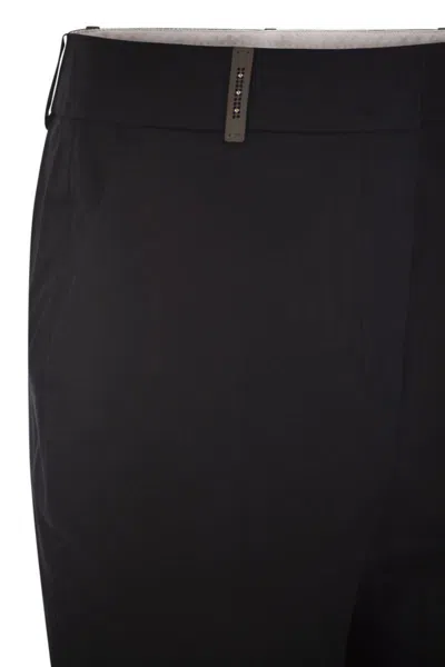 Peserico Women Stretch Cotton Trousers In Black