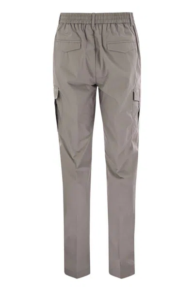 Peserico Jogger In Lightweight Stretch Cotton Canvas In Grey
