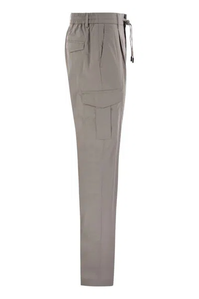 Peserico Jogger In Lightweight Stretch Cotton Canvas In Grey