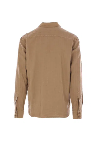 Aspesi Camicia Glenn In Misto Lino - Terra In Brown