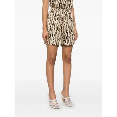 The Nina Studio Relaxed Fit Sand Animal Print Shorts In Neutral