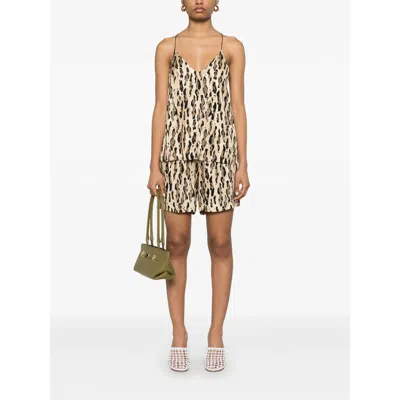 The Nina Studio Relaxed Fit Sand Animal Print Shorts In Neutral