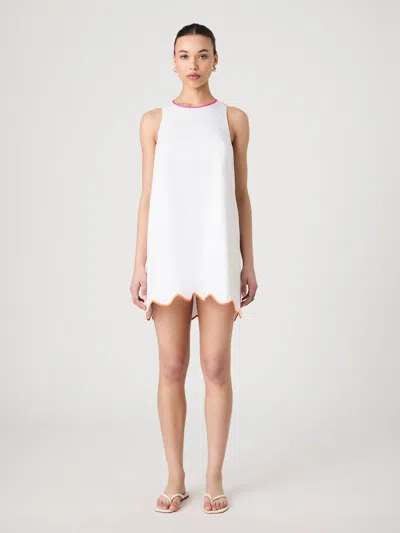 French Connection Alexis Poplin Scallop Hem Dress In White