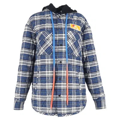 Off-white Overshirt Flannel Jacket In Blue Cotton In Blue