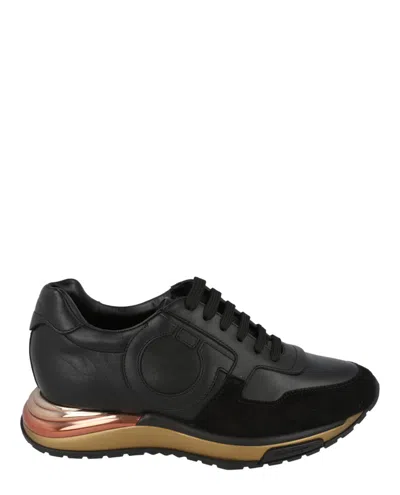 Ferragamo Brooklyn Logo Casual Sports Shoes In Black