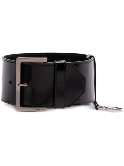 Prada Women Leather Wrist Strap In Black