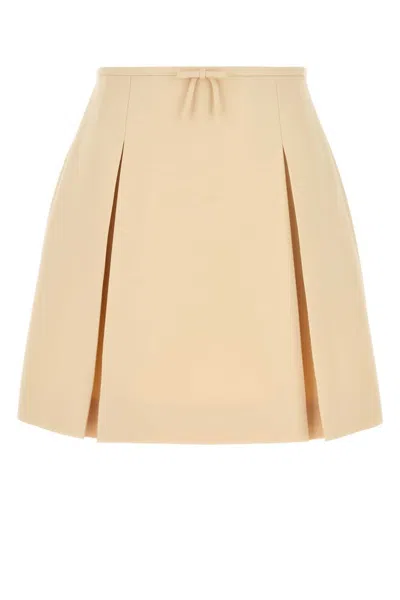Valentino Crepe Couture Short Skirt In Beige