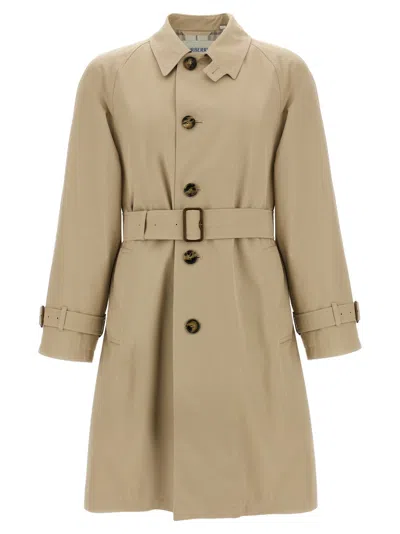 Burberry Gabardine Car Coat With Belt And Buckle In Beige