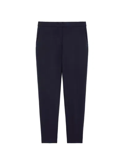 Max Mara Tailored Trousers With Belt Loops And Pockets In Navy Blue
