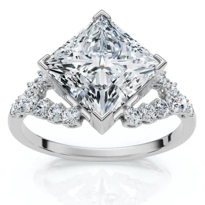 Pompeii3 Certified 2.25ct Princess Cut Diamond Engagement Ring 14k Gold Or Pt Lab Grown In Silver
