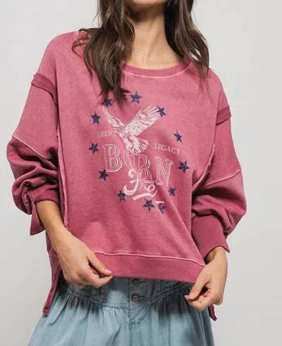 Trend:notes Americana Born Free Top In Rose Violet In Multi