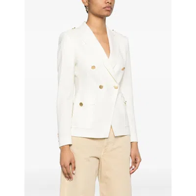 Tagliatore Double-breasted White Jacket With Gold-tone Buttons