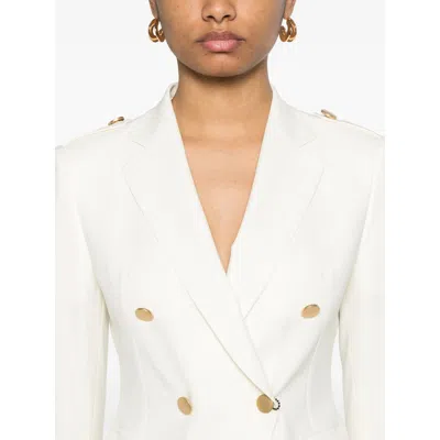 Tagliatore Double-breasted White Jacket With Gold-tone Buttons