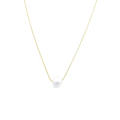Adornia Tarnish Resistant 14k Gold Plated Freshwater Pearl Chain Necklace In White
