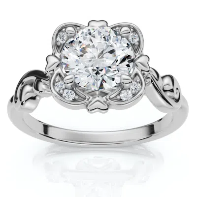 Pompeii3 1.02ct Floral Petal Diamond Engagement Ring 14k Gold Or Platinum Lab Grown In Silver