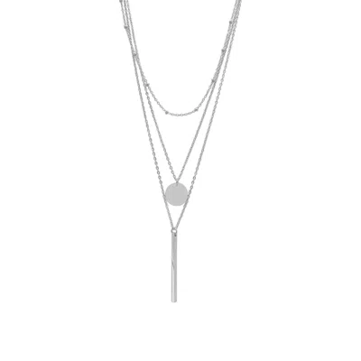 Adornia Tarnish Resistant Silver Plated Layered Pendant Necklace Set In Silver