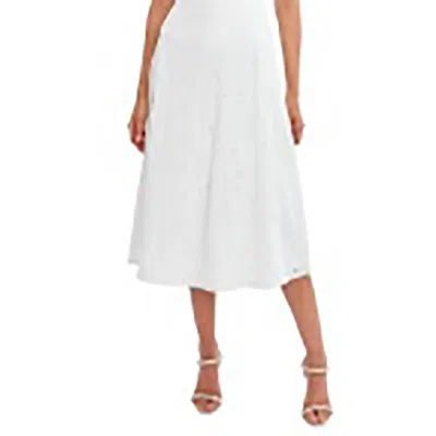 Bcbgmaxazria Womens Eyelet Cotton Midi Skirt In White