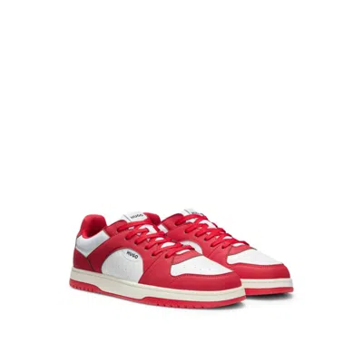 Hugo Boss Low-top Trainers With Faux Leather In Red