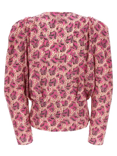 Isabel Marant Printed Blouse With Buttoned Cuffs And Ruched Shoulders