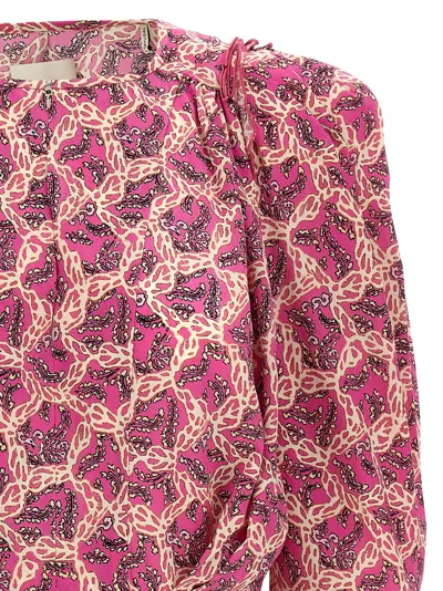 Isabel Marant Printed Blouse With Buttoned Cuffs And Ruched Shoulders