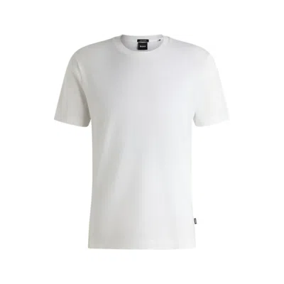 Hugo Boss Slim-fit Short-sleeved T-shirt In Mercerised Cotton In White