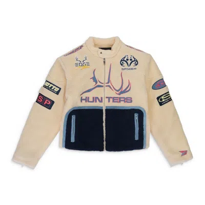 Sp5der Sherpa Moto Cream Field Jacket In Multi