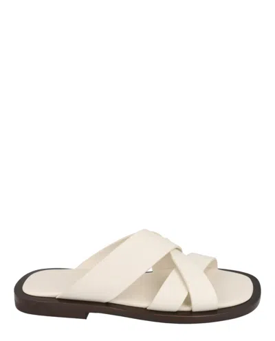 Ferragamo Man Sandals Ivory Size 9 Calfskin In White