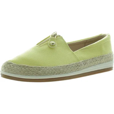 Anne Klein Joy Womens Zipper Faux Leather Loafers In Yellow